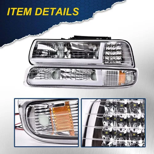 Miniatura 6 de G-PLUS - Juego de faros delanteros compatible con Chevy Silverado 1500 2500 & HD 3500 1999-2002/Compatible con Chevy Suburban/Tahoe 2000-2006, faros