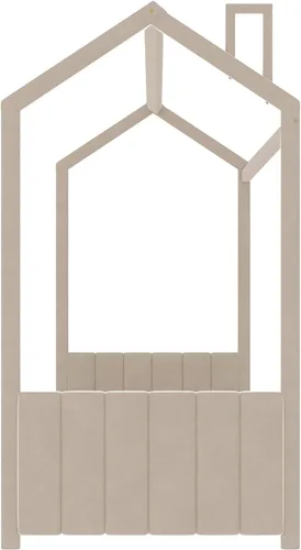 Miniatura 6 de MERITLINE Marco de cama individual para niños, cama Montessori de terciopelo con techo, cama de piso individual de madera para niñas y niños,