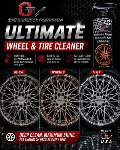 Miniatura 4 de GV Automotive Products Ultimate Radiant - Limpiador de llantas cromadas y rines en aerosol – Seguro, listo para usar, pule, brilla y elimina
