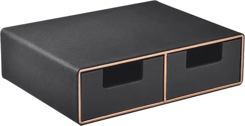 Miniatura 8 de Organizador de escritorio de cuero de lino con cajones, mini organizador de cajones de escritorio, apilable, multifuncional, caja de almacenamiento