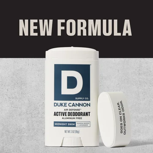 Miniatura 4 de Duke Cannon Midnight Swim - Desodorante sin aluminio para hombres - Air Defense, aroma de sándalo + lavanda, 3 oz - de larga duración, deslizamiento