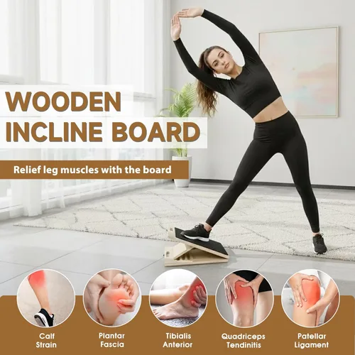 Miniatura 6 de Tabla inclinada ajustable para estiramiento de pantorrillas, tabla inclinada de madera portátil para ejercicios de equilibrio, cinco ángulos