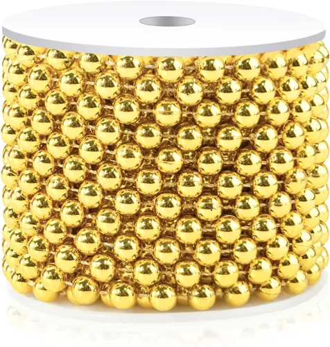 Miniatura 13 de Guirnalda de Perlas de 10MM, 10.06 Metros de Cadena de Perlas de Imitación Dorada, Rollo de Hilo para Decoración de Boda y Fiesta, Adornos