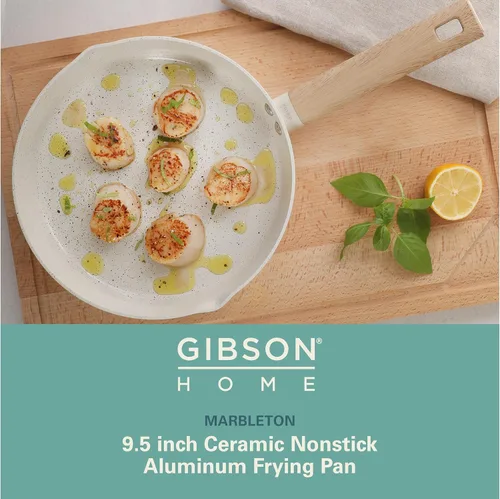 Miniatura 2 de Gibson Home Marbleton - Sartén de aluminio de 9.5 pulgadas, no tóxico, sartén antiadherente de cerámica de alta calidad, sartén para huevos de Topo