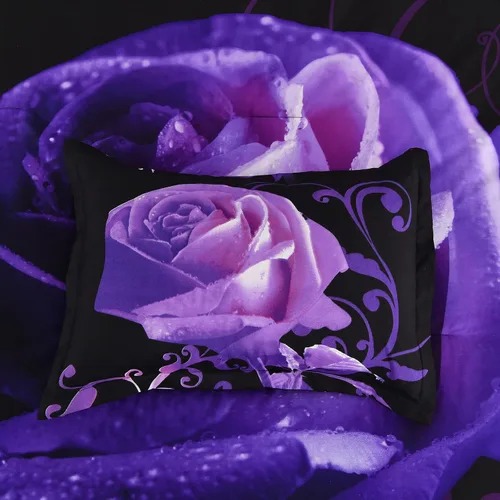 Miniatura 8 de Xruibed Juego de edredón floral tamaño King de 7 piezas en una bolsa, edredón de flores de rosas moradas con juego de sábanas de microfibra suave