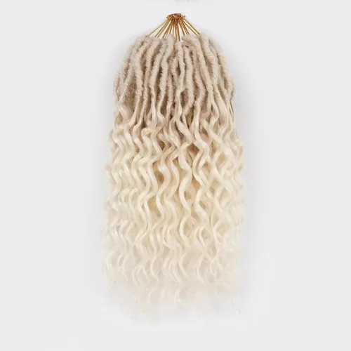 Miniatura 44 de Cabello de Ganchillo Goddess Locs de 12 Pulgadas 8 Paquetes Nuevos Locs Sintéticos Suaves Trenzas de Ganchillo Ondas Profundas Extensiones de 1b