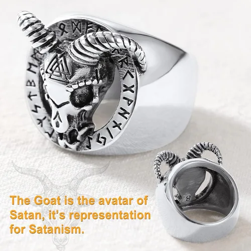 Miniatura 6 de U7 Men's Punk Ring Stainless Steel Black Gold Color Signet Ring, Cool Costume Rings -with Gift Box