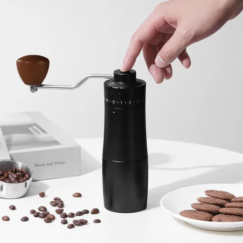 Miniatura 2 de Molinillo de café manual, molinillo de grano de café manual con rebabas de acero inoxidable de 6 estrellas para expreso, moka, vertido, prensa