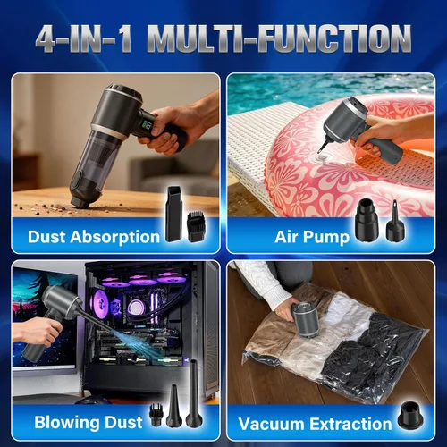 Miniatura 2 de Aspiradora de mano 4 en 1 inalámbrica y plumero de aire, 28000 pa de potencia de succión portátil inalámbrica, mini aspiradora con pantalla digital