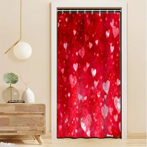 Miniatura 19 de Cortina de ducha de San Valentín para baño, 48 x 72 pulgadas, celosía, corazones de amor, impermeable, para tina, tina de caravana, rayas blancas