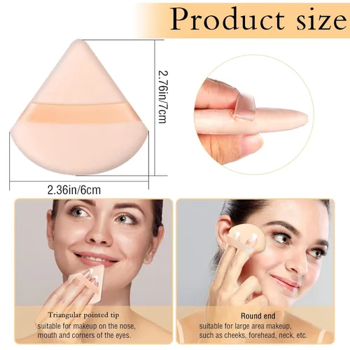 Miniatura 2 de 6 Piezas Borla de Polvo Triangular Esponja de Maquillaje Suave Borla de Maquillaje para Polvo Facial Base Cosmética Esponja Herramienta