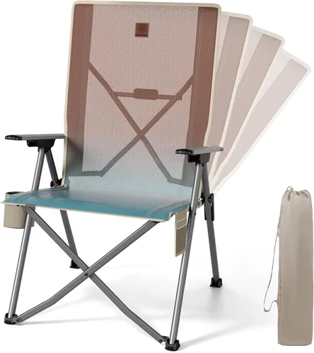 Miniatura 14 de EVER ADVANCED Sillas de campamento reclinables para adultos, ligeras, silla reclinable plegable con respaldo ajustable, sillas de salón de 4