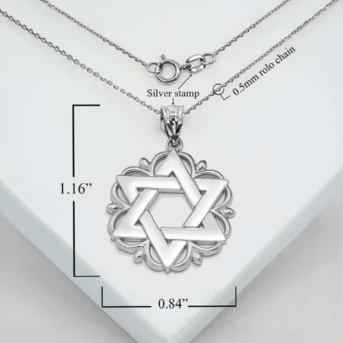 Miniatura 2 de Judaica - Colgante de estrella judía de David en plata de ley 925 maciza y solo colgante