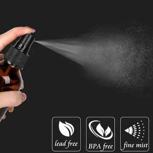 Miniatura 7 de CycleMore 120ml 16Pcs 4oz Botellas de vidrio ámbar con rociadores de niebla fina, botellas de viaje de vidrio para aceites esenciales cosméticos