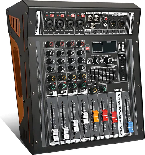 Miniatura 16 de Mezcladores DJ jindaaudio Consola de Mezcla de Audio de 8 Canales con Bluetooth, Interfaz de Audio USB con Alimentación Fantasma de 48V, Mesa