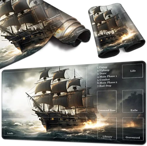 Miniatura 13 de Tapete de juego para MTG Playmat con zonas, 24 x 14 pulgadas, tapete de juego TCG ideal para MTG Playmat Game Trading Board, impresión original