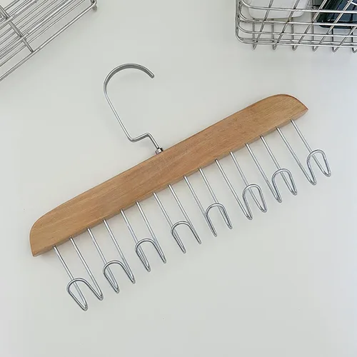 Miniatura 2 de Naysku Perchas para camisetas sin mangas, organizador de armario de madera para ahorrar espacio, rotación de 360°, resistente y organizador de Caqui