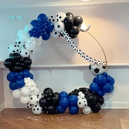 Miniatura 4 de Kit de arco de globos azul negro y blanco, kit de guirnalda de globos azul marino blanco negro con globos de látex plateado metálico globos de Azul
