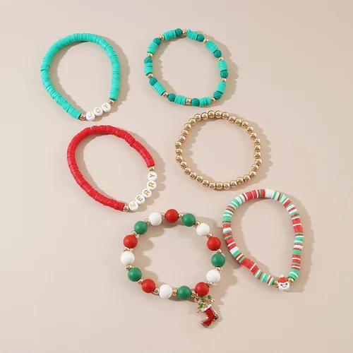 Miniatura 2 de LALAPPLE Preppy Heishi - Pulseras elásticas de cuentas de arcilla para mujer, apilables de perlas doradas, pulseras con cuentas de ojo malvado