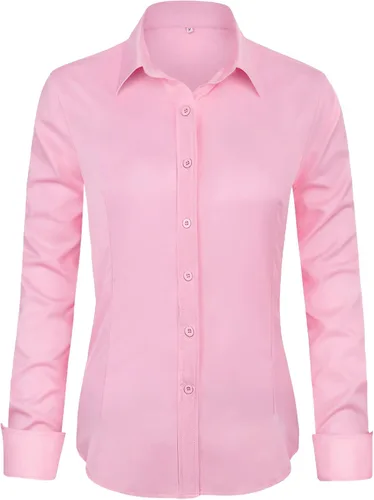 Miniatura 8 de Lunira - Camisas de manga larga con botones para mujer, prendas de vestir formales de trabajo, tops clásicos de oficina para mujer