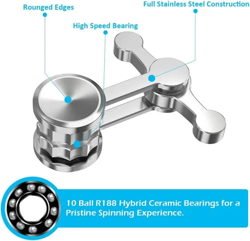 Miniatura 4 de Versión Actualizada Fidget Spinner, Juguetes Sensoriales de Mano de Metal, Juguetes Giratorios de Concentración para los Dedos para Niños y Adultos