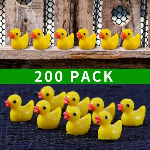 Miniatura 2 de 200 piezas de mini patos de resina amarillos pequeños patitos para proyectos escolares, personajes en miniatura, jardín de hadas, paisaje, acuario