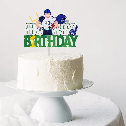 Miniatura 5 de Super Bowl - Decoración para pastel de feliz cumpleaños – Selección de pastel de fútbol americano – Decoración de pastel de jugador – Rugby Ball