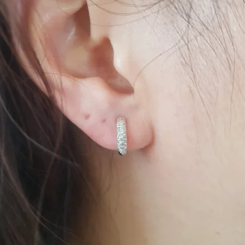 Miniatura 6 de Dazzlingrock Collection Pendientes de aro de oro blanco de 10 quilates de 0,30 quilates de oro blanco