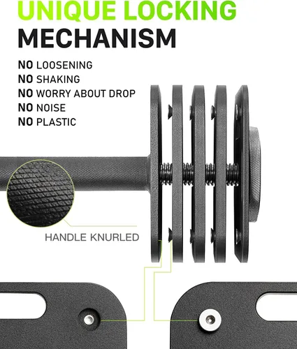 Miniatura 2 de Eisenlink Juego de mancuernas ajustables, 10-50/80 libras, incrementos de 5 libras, mancuernas cuadradas de bloqueo rápido para gimnasio en casa