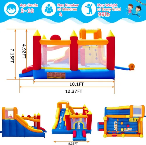 Miniatura 7 de Baralir Casa de Rebote Inflable con Área de Salto Extragrande de 8.98 * 4.82 Pies, Casa de Rebote para Niños con Tobogán Extra Largo de 88 Pulgadas