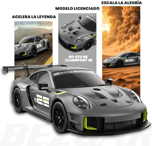 Miniatura 2 de BEZGAR Auto Porsche a control remoto - Auto de juguete Porsche 911 GT2 RS con licencia oficial 1:24 Modelo de Auto RC Porsche, regalo para niños