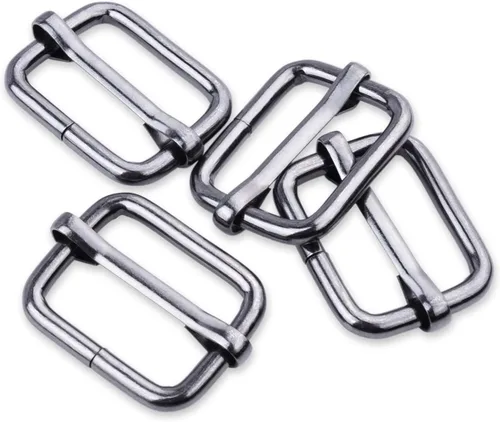 Miniatura 40 de CooBigo Paquete de 25 hebillas deslizantes ajustables de metal de 1 pulgada, ajustador rectangular Tri-Glide, deslizador de correa de tirantes