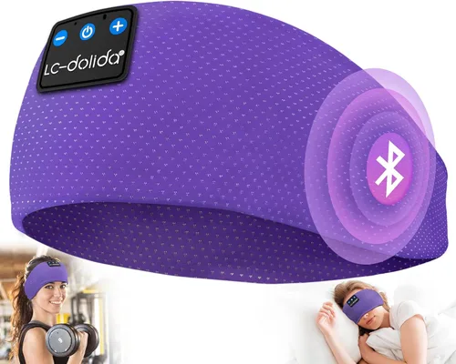 LC-dolida Auriculares para dormir Bluetooth 5.4, con diadema inalámbrica, máscara de sueño para dormir, deportes, regalos, entrenamiento, correr,