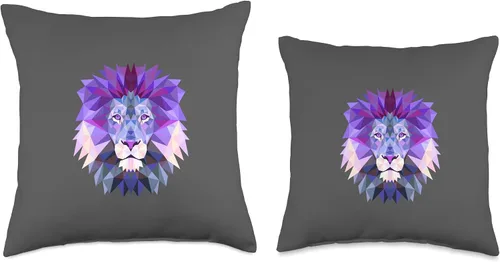 Miniatura 3 de löwe in purple Lion Zodiac Astroface - Almohada de polígono OM con ojo de chakra morado, 16 x 16 pulgadas, multicolor