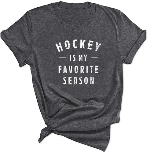 Hockey is My Favorite Season T-Shirt Mujeres Otoño Casual Manga Corta Divertida Dicho Gráfico Camisetas Tops