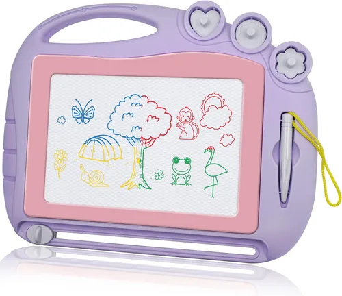 AiTuiTui - Tablero de dibujo magnético para niños pequeños, juguetes para niñas, bloc de dibujo borrable y de croquis, juegos de viaje para niños en