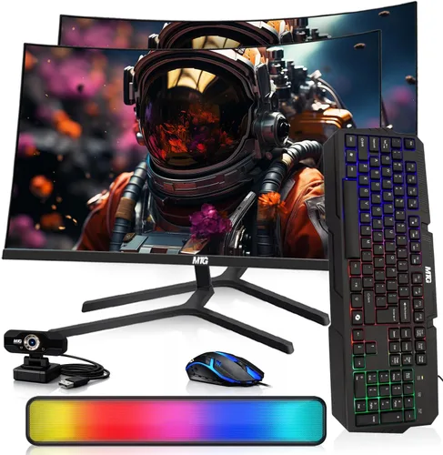 Miniatura 24 de MTG - Monitor curvo de 27 pulgadas, pantalla Full HD 1080P sin marco, audio HDMI DP USB, desenfoque de bajo movimiento, montaje VESA, combo