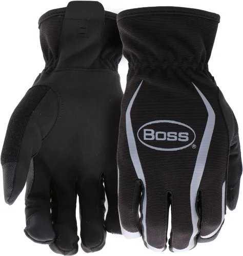BOSS Guante de trabajo de palma de cuero sintético multiusos para hombre, alta destreza, resistencia a pinchazos, tecnología de pantalla táctil,