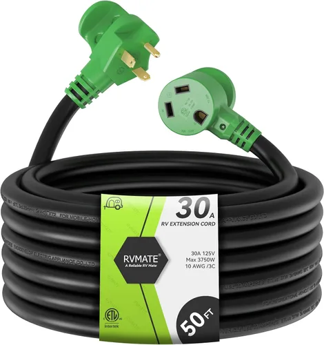 Miniatura 9 de RVMATE Cable de extensión de alimentación RV de 30 amperios y 75 pies con mango de fácil enchufe, TT-30P a TT-30R, indicador LED, 10 AWG