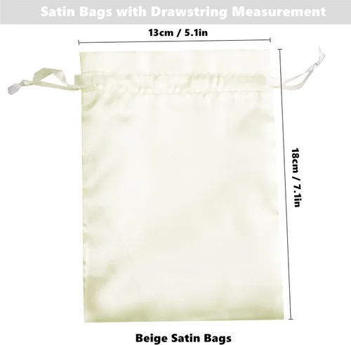 Miniatura 2 de 35 Piezas Bolsas de Regalo de Satén Beige de 5 x 7 Pulgadas - Bolsas de Baby Shower - Bolsas de Favores de Boda - Bolsa de Tela con Cordón - Bolsas