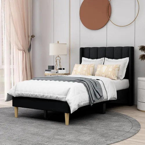 Miniatura 32 de AGARTT Marco de Cama Plataforma Tapizada Tamaño Queen con Cabecero y Pie de Cama/Soporte de Listones de Madera/No Necesita Somier/Fácil Montaje