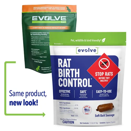 Miniatura 2 de Evolve Rat Anticonceptivo Salchichas de cebo suave – 1.5 libras Control de población de ratas científicamente probado No es un veneno, manejo