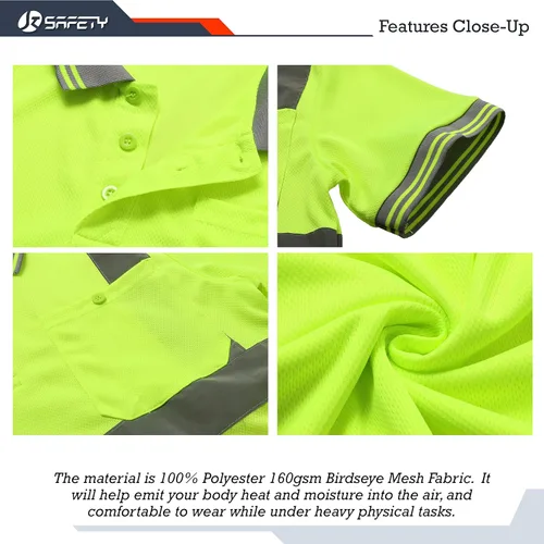 Miniatura 3 de JKSafety Paquete de 3 polos de seguridad de alta visibilidad para trabajo diario, construcción para hombres y mujeres, polos de construcción