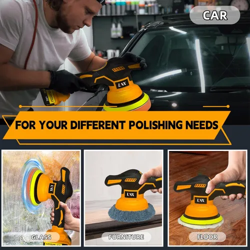 Miniatura 6 de Pulidora de búfer inalámbrica para batería Dewalt de 20V, pulidora de coche de 6 pulgadas con 8 velocidades variables, kit de amortiguadores