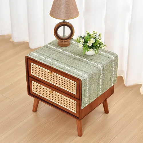 Miniatura 15 de NEWISHER Mantel cuadrado pequeño bordado rústico de 20 x 20 pulgadas, mantel de tela jacquard a rayas lavable para mesa de comedor para mesita