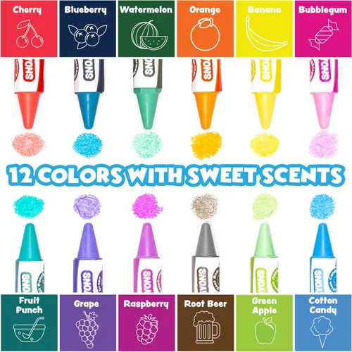 Miniatura 3 de Tub Works® Crayones de baño con aromas dulces Smooth™, juguete de baño, 12 unidades Crayones de baño no tóxicos y lavables para niños pequeños