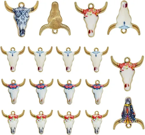 Miniatura 7 de Colgantes de Esmalte Chapados en Oro Vacas Encantos de Animales Metálicos para Aretes, Collares, Pulseras, Llaveros, Accesorios de Joyería DIY