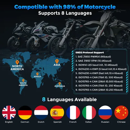 Miniatura 6 de Herramienta de Medición y Diagnóstico del Sistema de Motocicleta, Escáner Moto OBD2 con Prueba de Voltaje, Lector de Códigos de Fallas