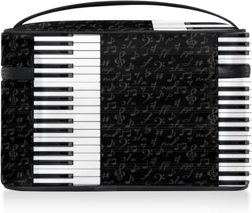 Miniatura 6 de Bolsa de maquillaje grande con diseño de piano para mujer, bolsa de cosméticos de viaje, bolsa de maquillaje portátil para botellas, pinceles, lápiz