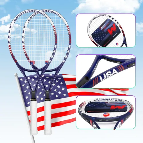 Miniatura 2 de Juego de raquetas de tenis para adultos de 27 pulgadas, incluye raqueta de tenis, pelotas de tenis, amortiguadores de vibración, bolsa de tenis